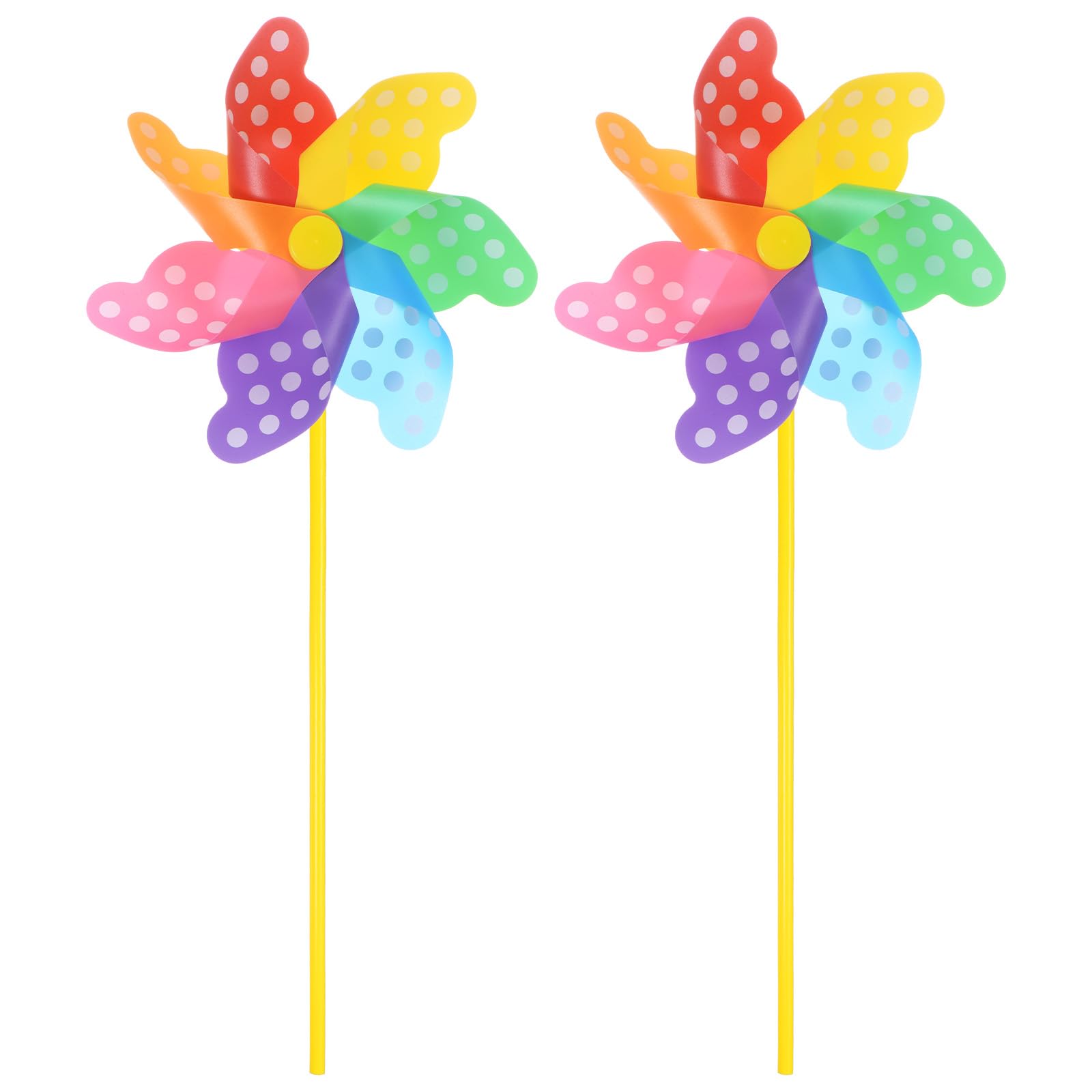 M METERXITY 2 Sets Wind Spinner - 19.3 Inch Pinwheels for Yard and Garden,Apply to Garden Decor/Yard Decorations Outdoor/Backyard Decor/Yard Art (Colorful Dots Windmill)
