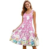 Hdjxbdhsv Womens Casual Dresses Swing Tank Dress Empire Waist Sleeveless Flowy A Line Smocked Swing Tank Dress with Pockets