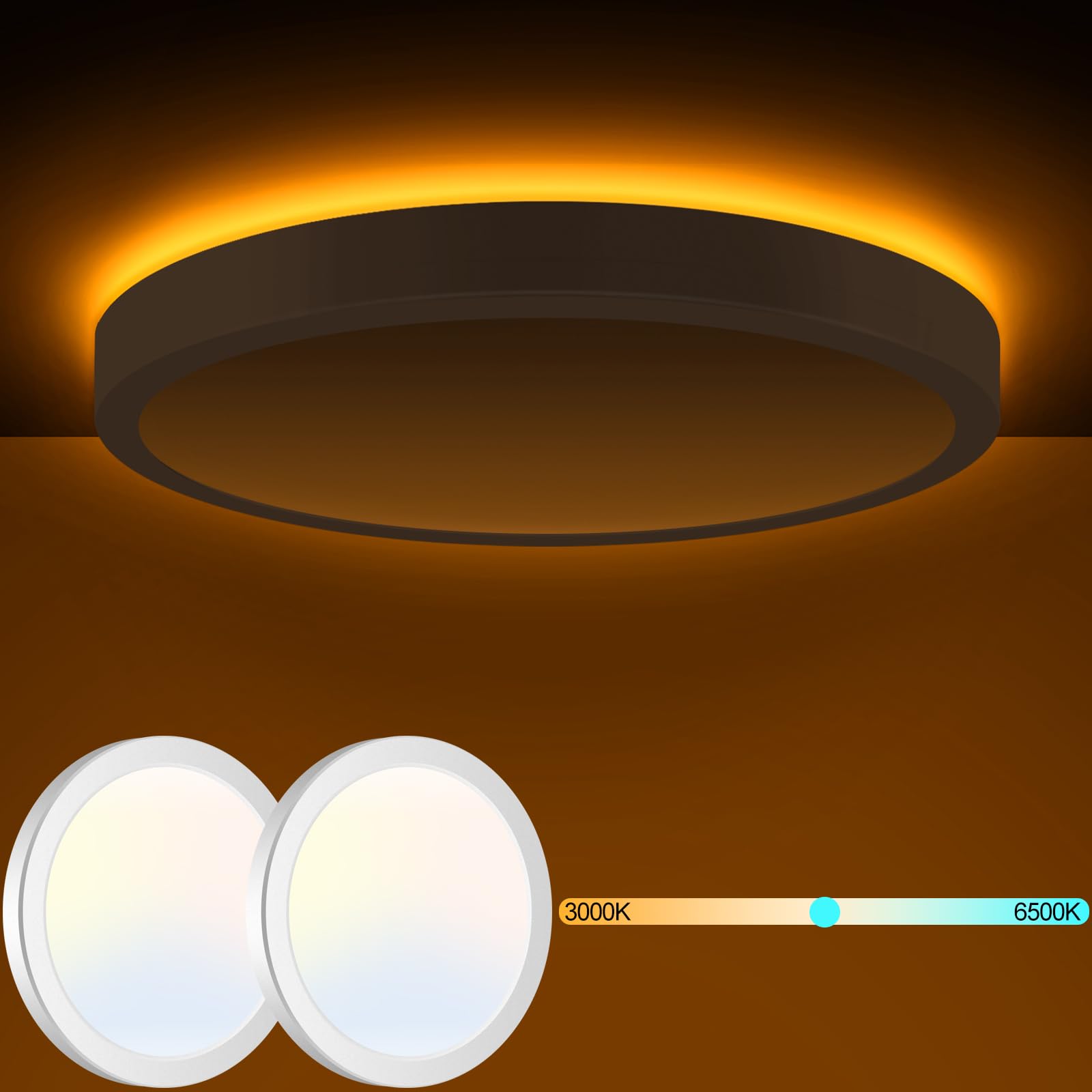 slochi 2PACK 18CM LED Ceiling Light with Night Light