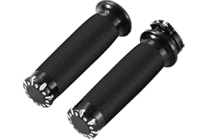 HEYOMOTOR Motorcycle Handlebar Grips 1" Black Street Glide Flhx Handgrip for Harley Davidson Touring Glides Electronic Throttle Grips 2008-2023 CNC Edge Cut