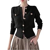 GORGLITTER Women's Cinched Waist Fitted Cropped Cardigan Long Sleeve Button Up Knit Sweaters Fall Fashion Clothes Trendy