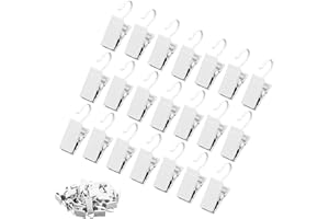 JANYUN 120 Pack White Clip Hook Set Curtain Clips for Curtain Picture Home Decoration Art Craft Dispaly Hang Light Clip (White)