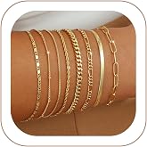 VIROMY Gold Bracelets for Women Waterproof,14K Gold Plated Dainty Layered Stackable Bracelet Set No Tarnish Adjustable Size Jewelry Sets Gifts