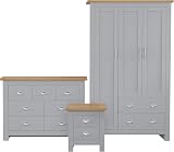 Blisswood 3 Piece Bedroom Furniture Set Grey, Wardrobe & Chest of Drawers view 9