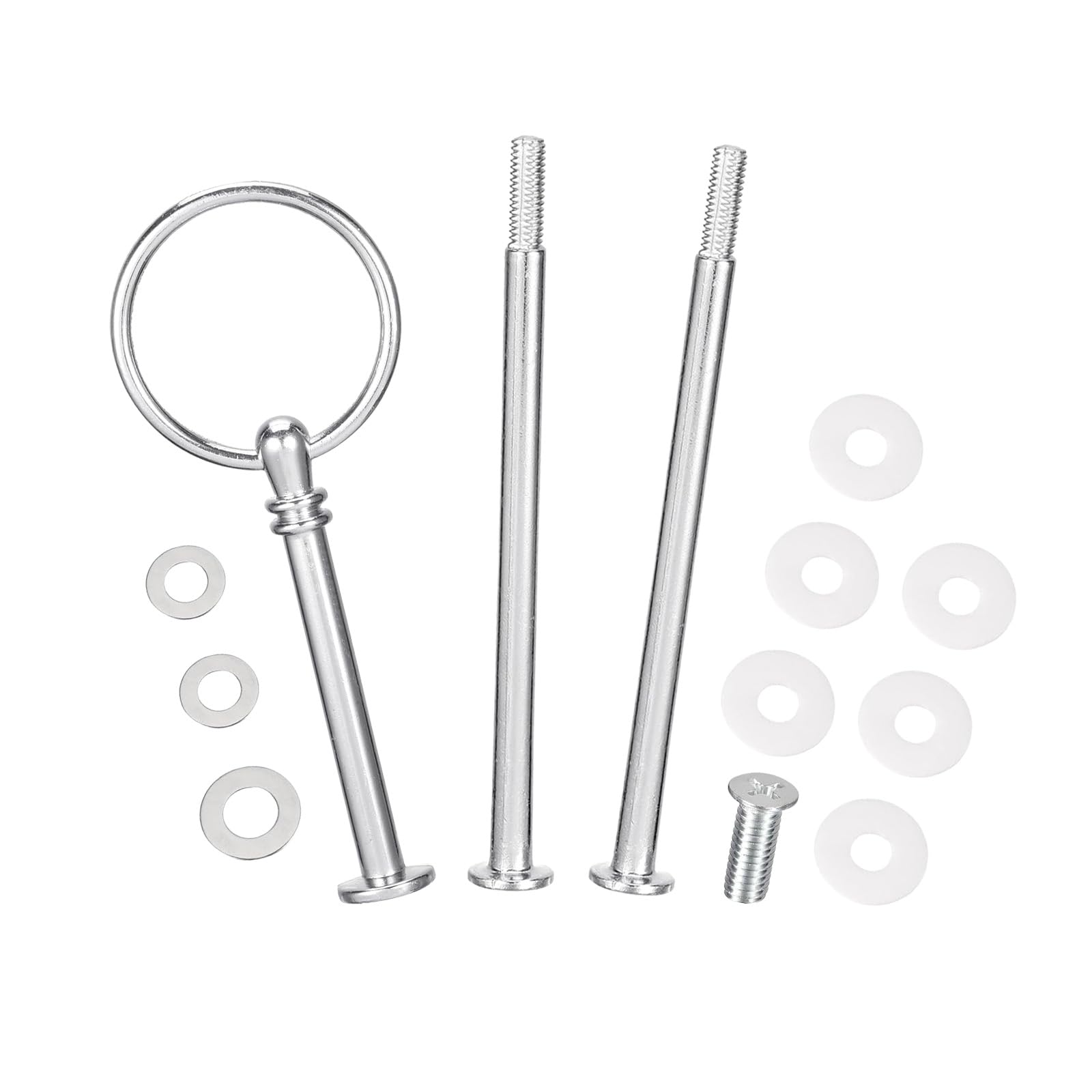 3 Tier Heavy Duty Cake Plate Stand Handle Fittings Round Hardware Rod Holder Dessert Cupcake Stand for Tea Party Serving Platter (Silver)