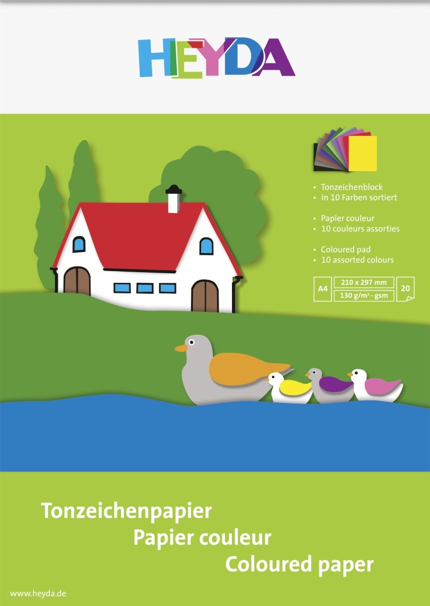 Heyda Drawing Pad A4 Sketch Pad 210 mm x 297 mm x 100 Sheets of 130 g/m² 20 Bla