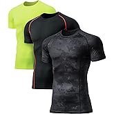ATHLIO Men's Cool Dry Short Sleeve Compression Shirts, Sports Baselayer T-Shirts Tops, Athletic Workout Shirt