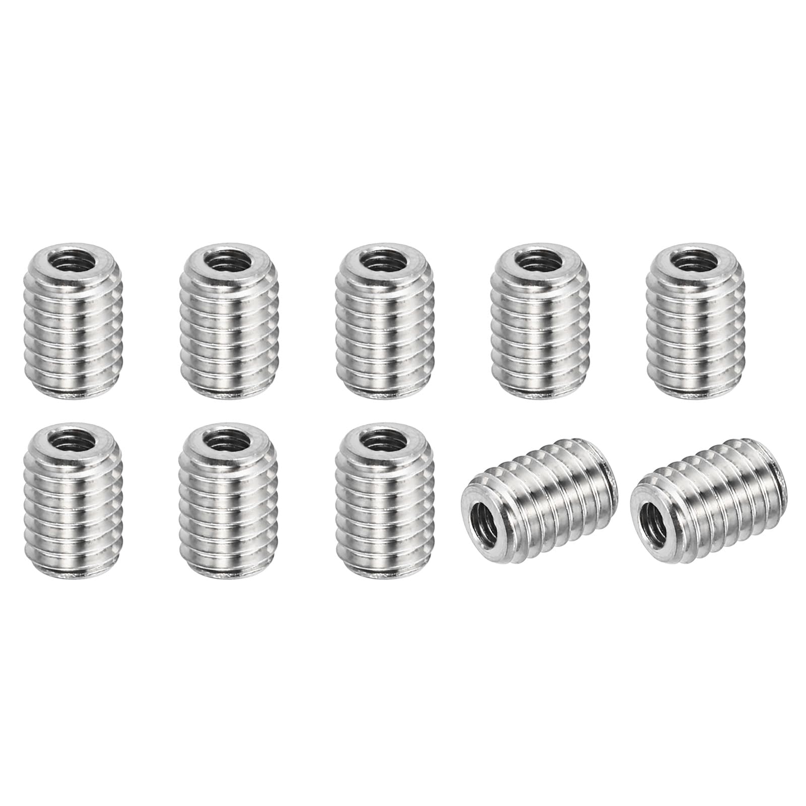 PATIKIL 304 Stainless Steel Thread Adapters Sleeve Reducing Nut, 10 Pcs M6x1.0 Male to M3x0.5 Female Repair Insert Nut Screw Reducer 8mm