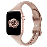Thin Slim Band Compatible with Apple Watch 38mm 40mm 41mm 42mm 44mm 45mm 46mm 49mm, Replacement Silicone Sport Strap for iWatch Series 11/10/9/8/7/6/5/4/3/2/1 Ultra SE Women Men, Milk Tea