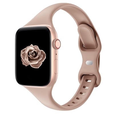 Thin Slim Band Compatible with Apple Watch 38mm 40mm 41mm 42mm 44mm 45mm 46mm 49mm, Replacement Silicone Sport Strap for iWatch Series 11/10/9/8/7/6/5/4/3/2/1 Ultra SE Women Men, Milk Tea
