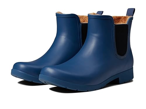 Chooka Womens Waterproof Plush Chelsea Bootie Rain, Navy, US in