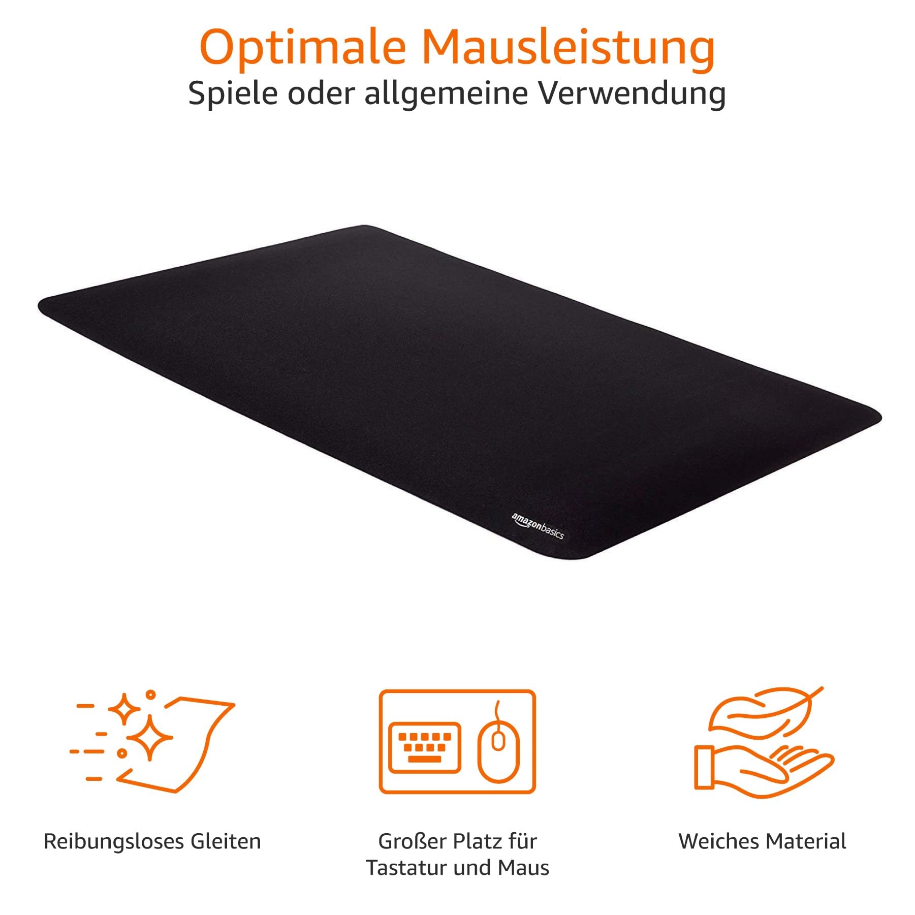 Amazon Basics Großes erweitertes Computer-Mauspad, rechteckig, 42,4 x 90,7 cm, Schwarz 2