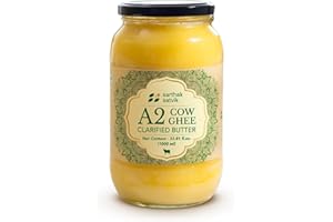 Sarthak Satvik A2 Cow's Ghee | Free Grazing Pure Desi Cow | Using Traditional Bilona Method | Helps in Building Bone Strength & Improves Stamina | Organic and Natural Immunity Booster - 33 Oz