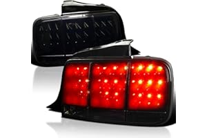 Spec-D Tuning Glossy Black Housing Dark Smoke Lens Sequential LED Tail Lights Compatible with 2005-2009 Ford Mustang, Left + Right Pair Assembly