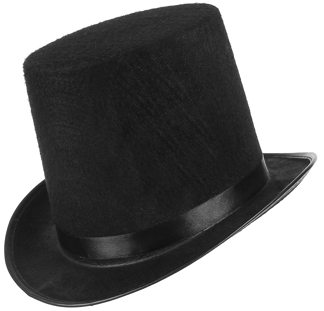 GEMVIE Unisex Adults Retro Style Felt Stovepipe Top Hat Novelty Costume Dress Up Hats Magician Tall Top Hat
