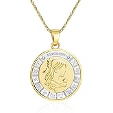 Zodiac Necklace Women Men, 18K Gold Plated Silver Plated Tarnish Free Zodiac Pendant Necklaces, Ready-To-Gift for Wife Husband Girlfriend Boyfriend Mom Daughter Birthday Christmas Valentine Anniversary