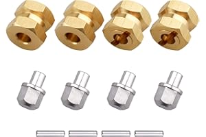 FriHobby Brass 12mm Wheel Spacer Wheel Hubs Extension Drive Adapter for Axial SCX10 & SCX10 II 1/10 RC Crawler (12mm)
