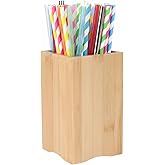 Qinpufu Square Straw Holder, Wooden Straw Dispenser for Counter & Cabinet Door, Organizer for Drinking Straws, Coffee Stirrers, Kitchen Utensils
