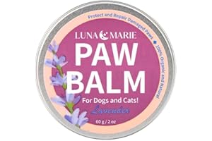 LunaMarie Paw Balm | 100% Natural Organic Nose & Paw Soother with Shea Butter & Coconut Oil | Paw Pad Balm for Dogs & Cats, Licksafe Paw Wax for Pets with Lavender Scent (Lavender Regular, 2 Oz)