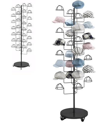 Hat Display 14-Hook Metal Hat Rack Stand With Adjustable Rotating Hooks ...