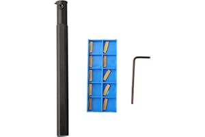 MGIVR 2016-1.5 Internal Grooving Lathe Cutting Tool Holder with 10pcs MGMN150 Carbide Inserts for CNC Machining Semi-Finishin