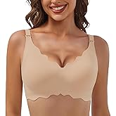 UHICOZY Jelly Wireless Push Up Bra Gel Bras with Support and Lift Wire Free No Show Bras for Women40C/D/DD(Nude 2XL)