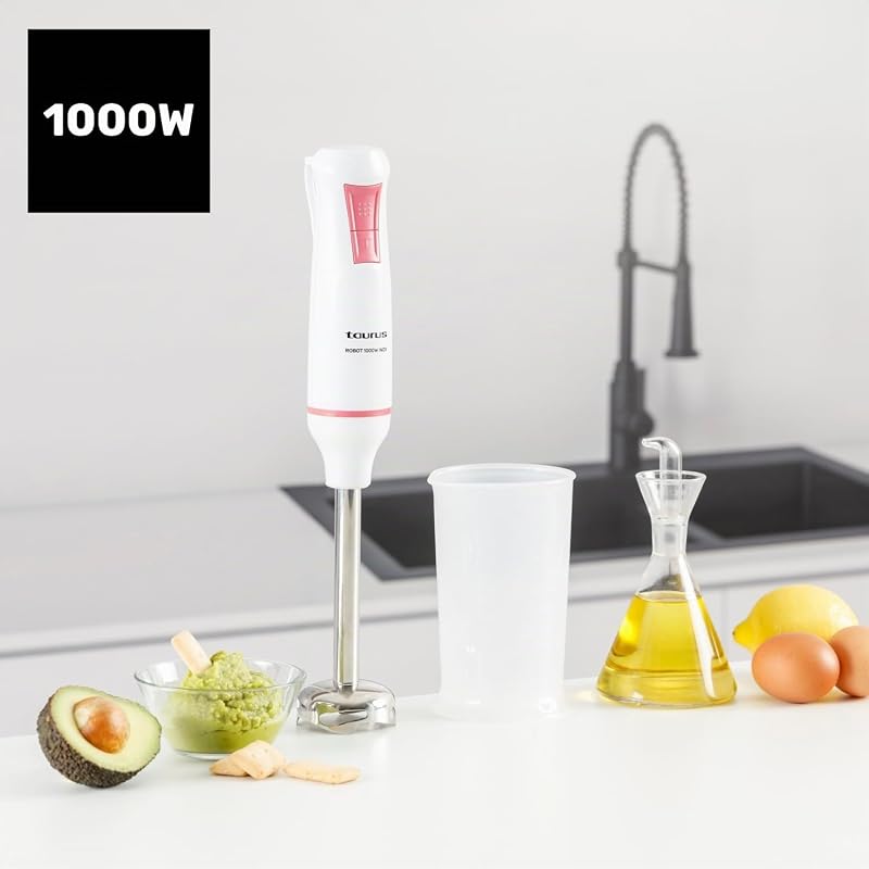- Frullatore a immersione, 1000W, Turbo, lame inox, anti-schizzo
