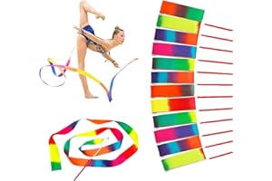 ZLY 12PCS Ribbon Dance Wands Dance Streamers Gymnastics Ribbon Rainbow Ribbons Artistic Dance for Birthday Party Decorations Gift Goodie Bags Stuffers