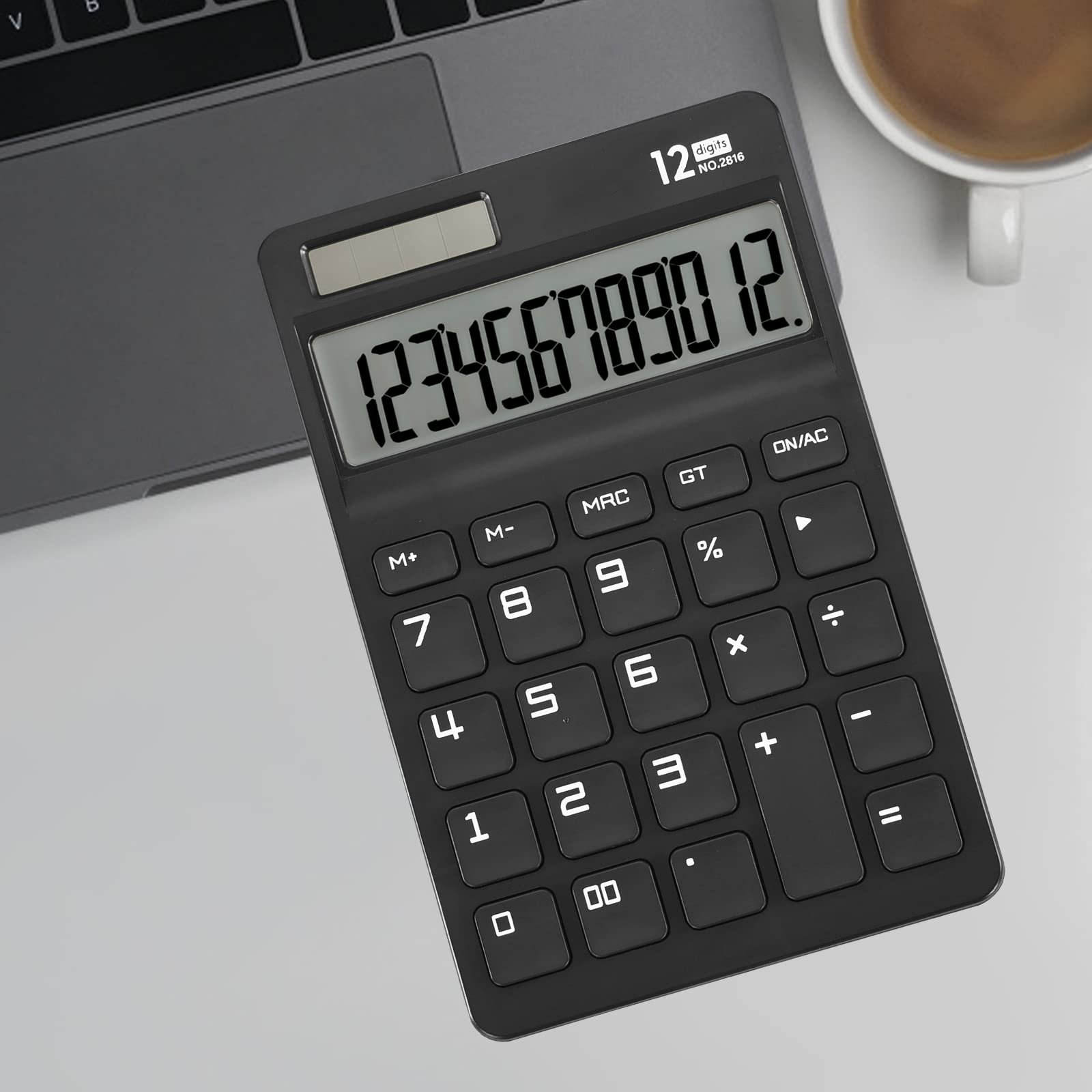 EooCoo Basic Standard Calculator 12 Digit Desktop Calculator with Large LCD Display for Office, School, Home & Business Use, Modern Design