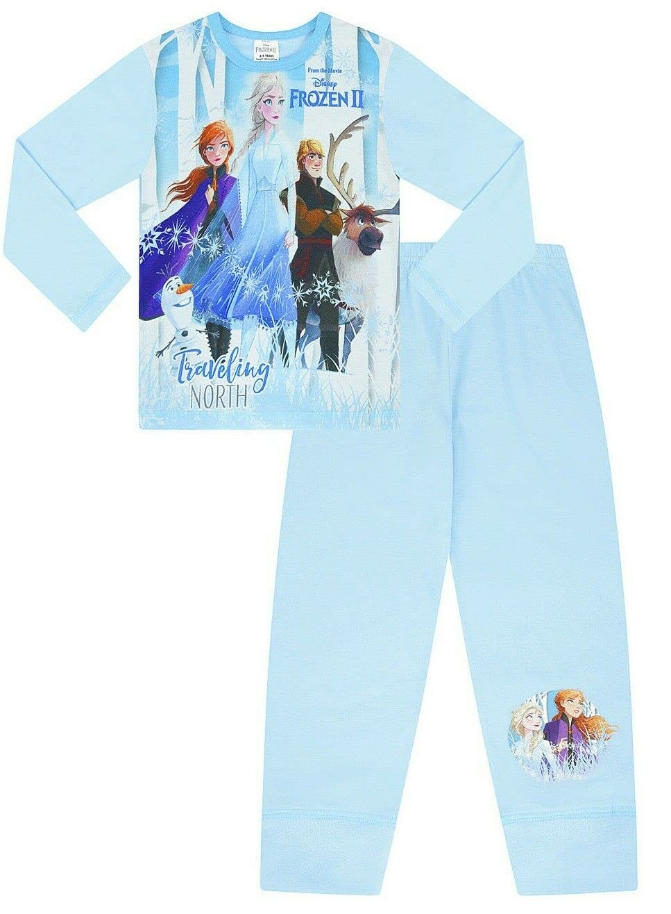 Disney Frozen 2 Girls Pyjamas 2-10 Years Olaf Anna Elsa Kristoff Sven (7-8 Years) Pink