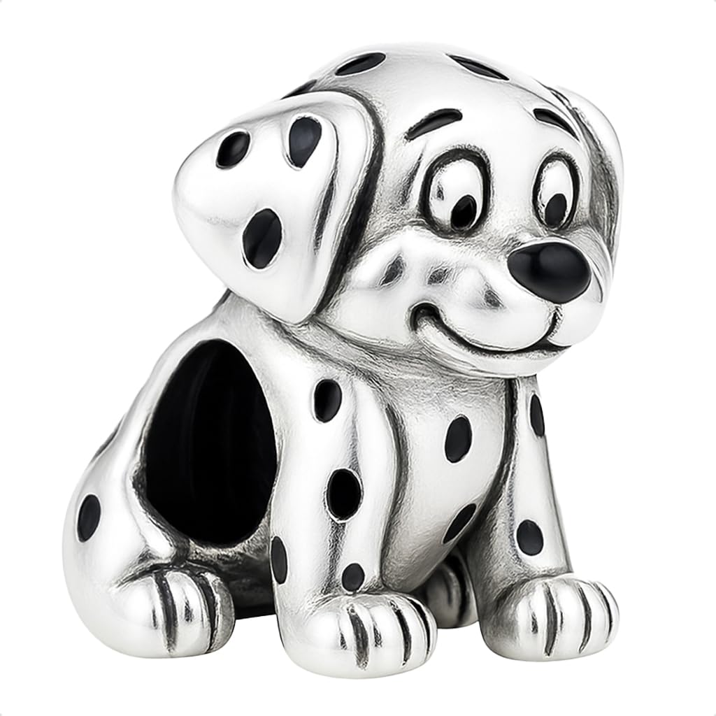 Dalmatian Puppy Dog Charm 925 Sterling Silver Bead for Pandora Moments Bracelets - Happy Birthday Gift Box