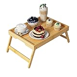 Youpehom Bed Tray Table with Folding Legs,Bamboo
