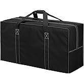iFARADAY 130L Extra Large Travel Duffle Bag - Heavy Duty Water Resistant Luggage for Camping, Sports & Moving - 35 inch Foldable Gear Bag (Black)