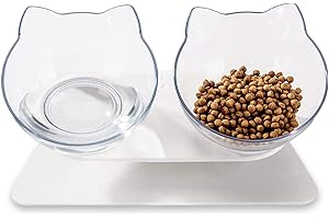 Laifug Elevated Double Cat Bowl,Pet Feeding Bowl | Raised The Bottom for Cats and Small Dogs