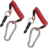 KUQUTIDY 2PCS 4Ft Breakaway Trailer Cable, Heavy Duty Stainless Steel Spring Towing Coiled Wire, Trailer Emergency Brake Safety Cables with Pin Kit for RV Camper Breakaway Switch, Trailer Accessories
