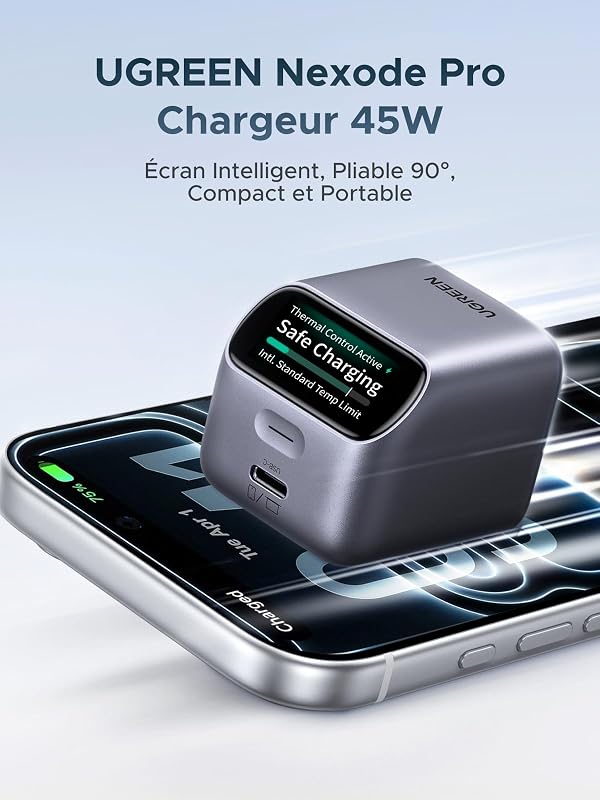 Nexode Pro Chargeur USB C 45W PPS Rapide GaN avec Écran Intelligent