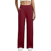 JEKAOYI Womens Wide Leg Business Casual Pants High Waisted Button Pull On Dress Work Pants with Pockets