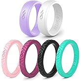 Rinfit Silicone Wedding Ring Sets - Soft, Stackable & Thin Silicone Rings for Her - Womens Rubber Wedding Rings