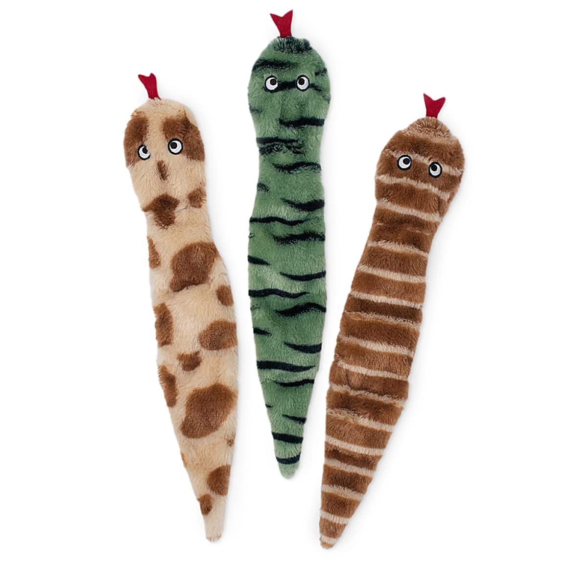 Photo 1 of ZippyPaws Skinny Peltz - No Stuffing Dog Toy Pack to Keep Them Busy, for Medium and Large Dogs, Squeaky Pet Toys, Unstuffed Chew Toys, Soft Plush Variety Pack, Desert Snakes - 18"