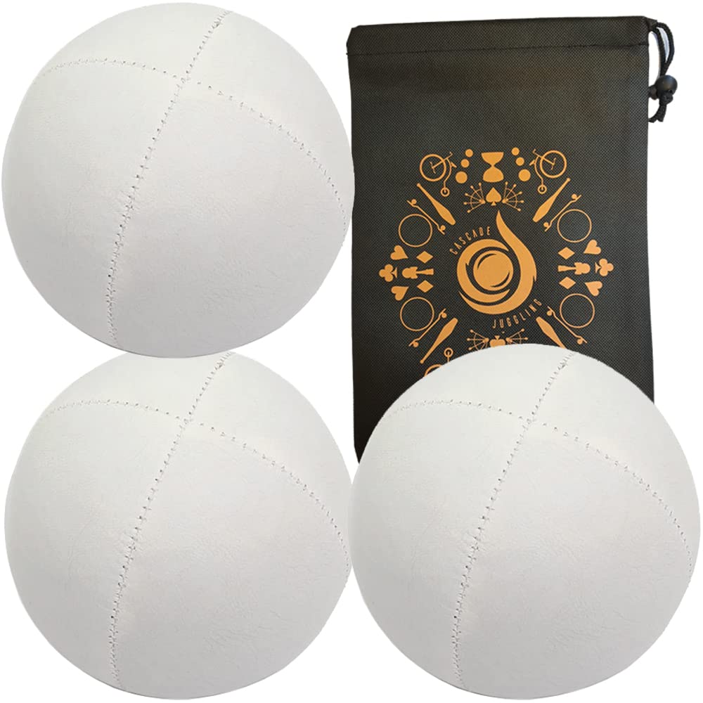 3 x Pro Cascade XL 180g Juggling Balls - Large Sized Quality Thud Beanbags & Bag - Set of 3 Juggling Thuds (White)