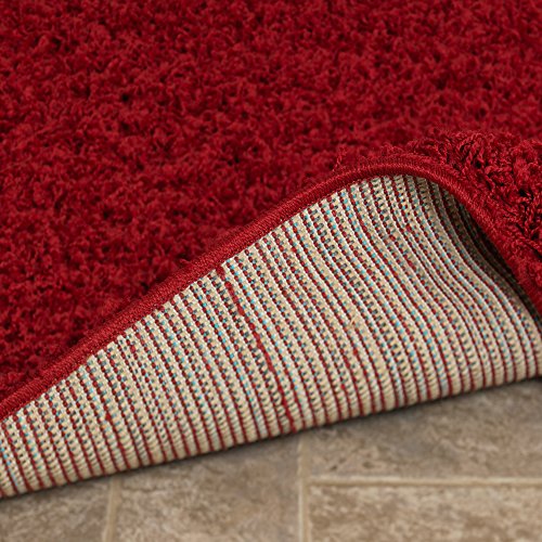Ottomanson Solid Shag Collection Rugs, 2' x 5', Red Pricepulse