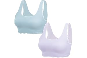 FEOYA Seamless Sports Bras for Girls Teens Comfort Invisible Bra Stretch Vest Bra Wireless Removable Pads Tank Bralette