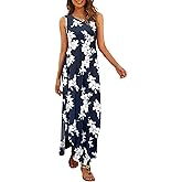Hount Women's Casual Summer Sleeveless Dress Loose Split Maxi Dresses with Pockets