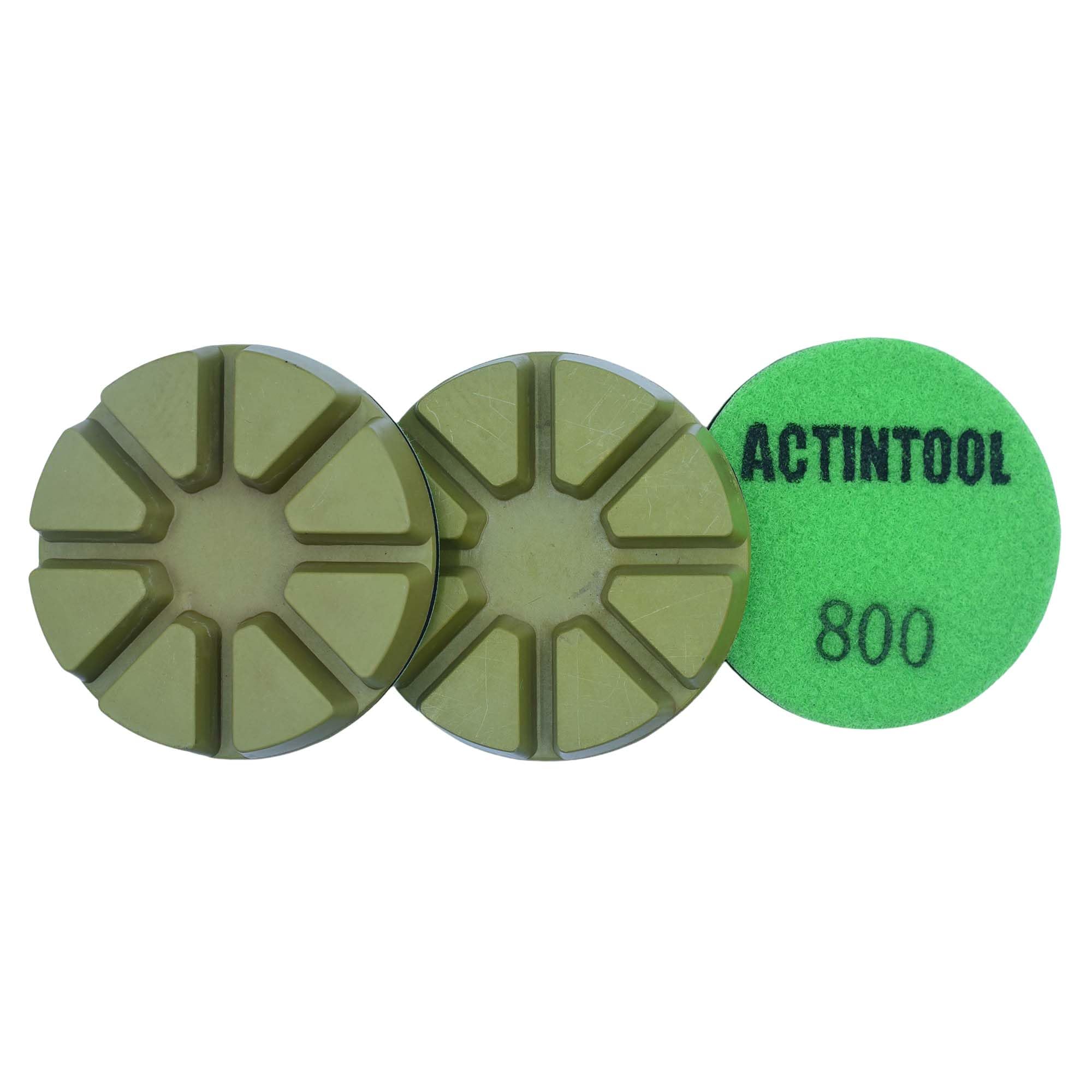 Photo 1 of 3 inch Diamond Resin Bond Concrete Floor Polishing Pad, Set of 3 Grit 800 Wet Or Dry Polishing