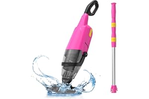 Efurden Handheld Pool Vacuum, Rechargeable Pool Cleaner with Running Time up to 60-Minutes Ideal for Above Ground Pools, Spas and Hot Tub for Sand and Debris, Pink