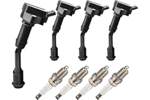 GAGOLCAR OEM Ignition Coil Pack UF735 DS7Z-12029-B and Spark Plugs (Set of 4) Compatible with Ford 2014 2015 2018 2019 2016 2017 Fusion and Escape 1.5L L4, For DG-554 DS7Z-12029-A