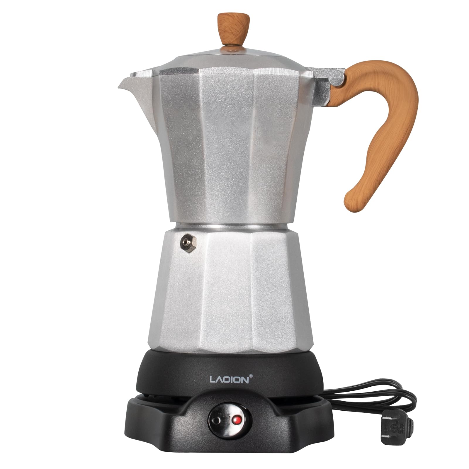 Photo 1 of LAOION Cafeteras Electricas Modernas,6 Cup Portable Espresso Maker,300ml Moka Pot with Detachable Base & Overheat Protection, Great for Home?Office, or Travel, a Thoughtful Gift for Coffee Lovers