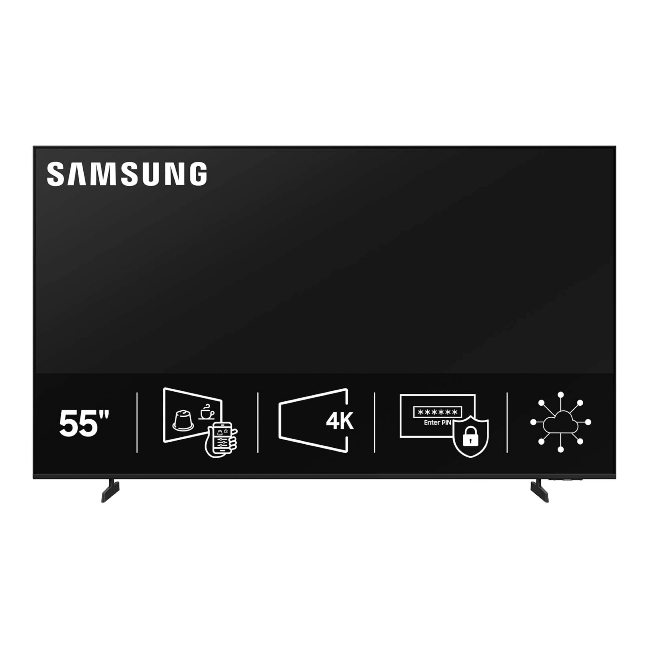 Samsung 55” 4K BEFX-H Business Pro TV, UHD Resolution, SmartThings Pro, High Dynamic Range, Sleek Design, VXT Compatible, LH55BEFHLGFXGO