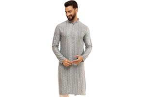 Sojanya (Since 1958 Men'S Cotton Rayon Shiny Thread Sequinned Only Long Kurta