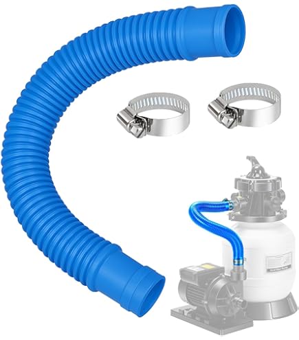15ft 1.5 Inch Pool Hose For Above Ground Pools – EVA Replacement Filter Hose With Fittings (Blue)